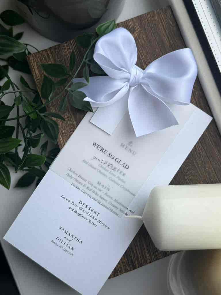 Wedding Guest Menu and Name Tag
