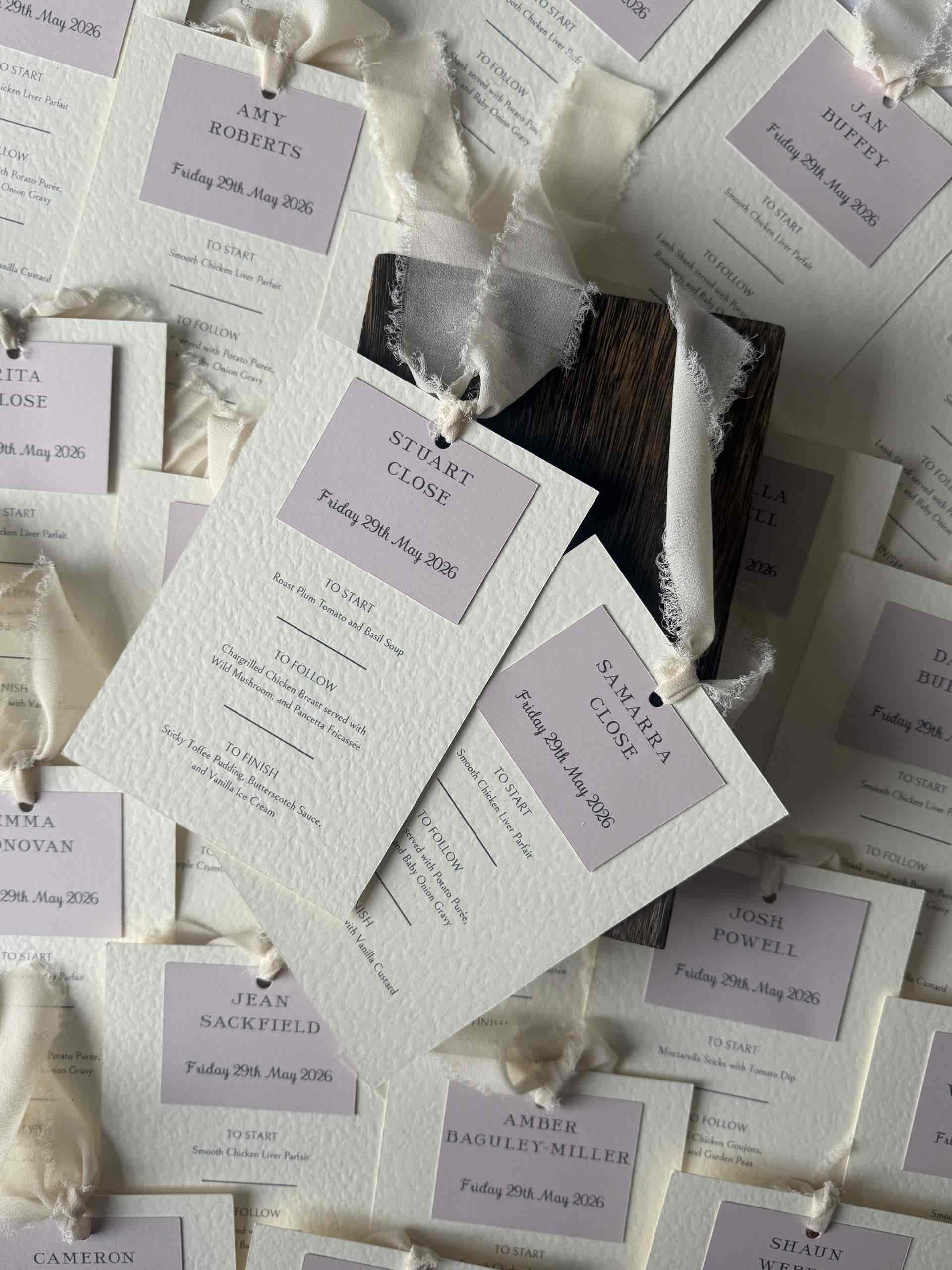 Wedding Guest Menu and Name Tag