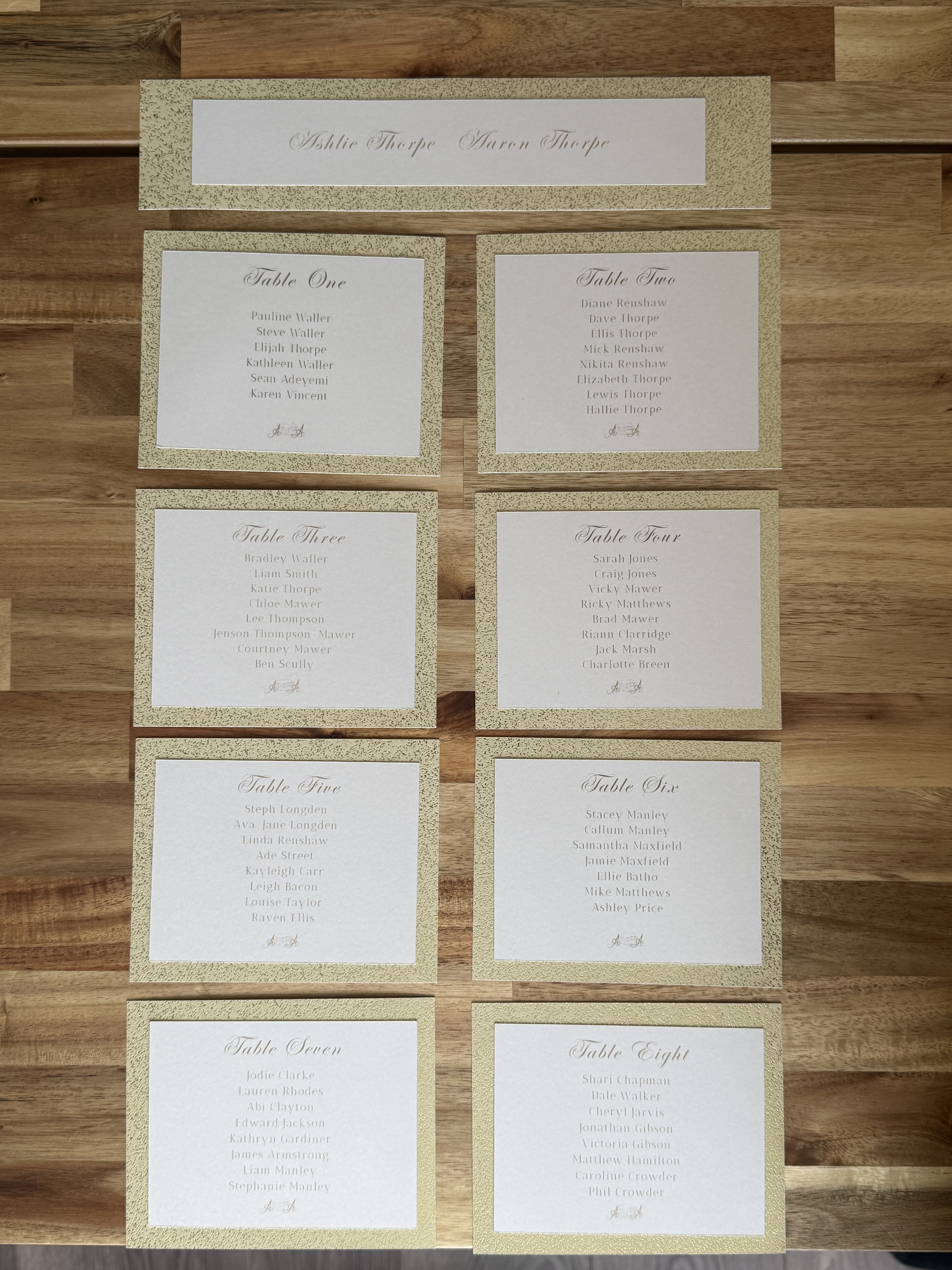 Table Plan Cards
