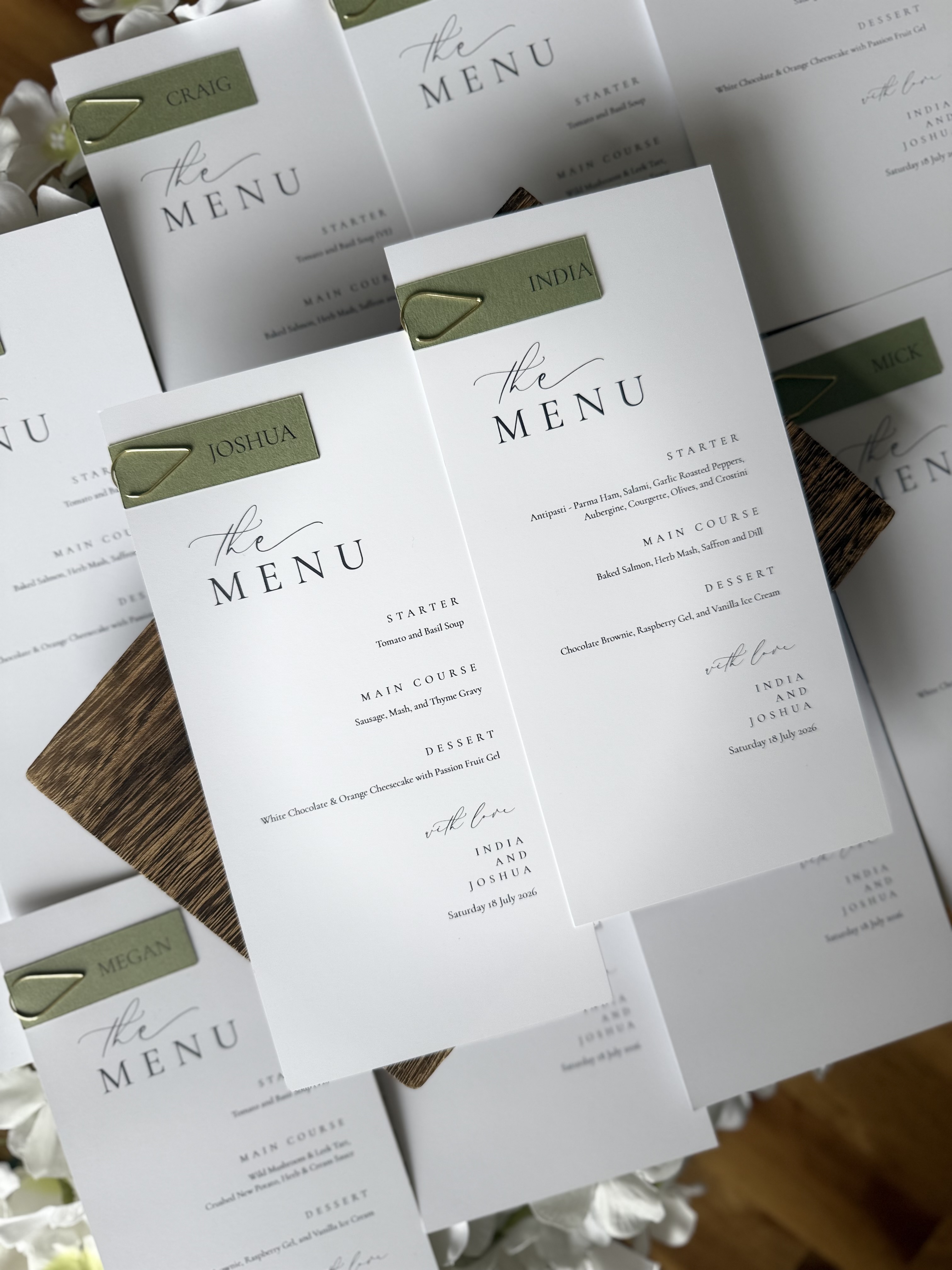 Wedding Guest Menu and Name Tag