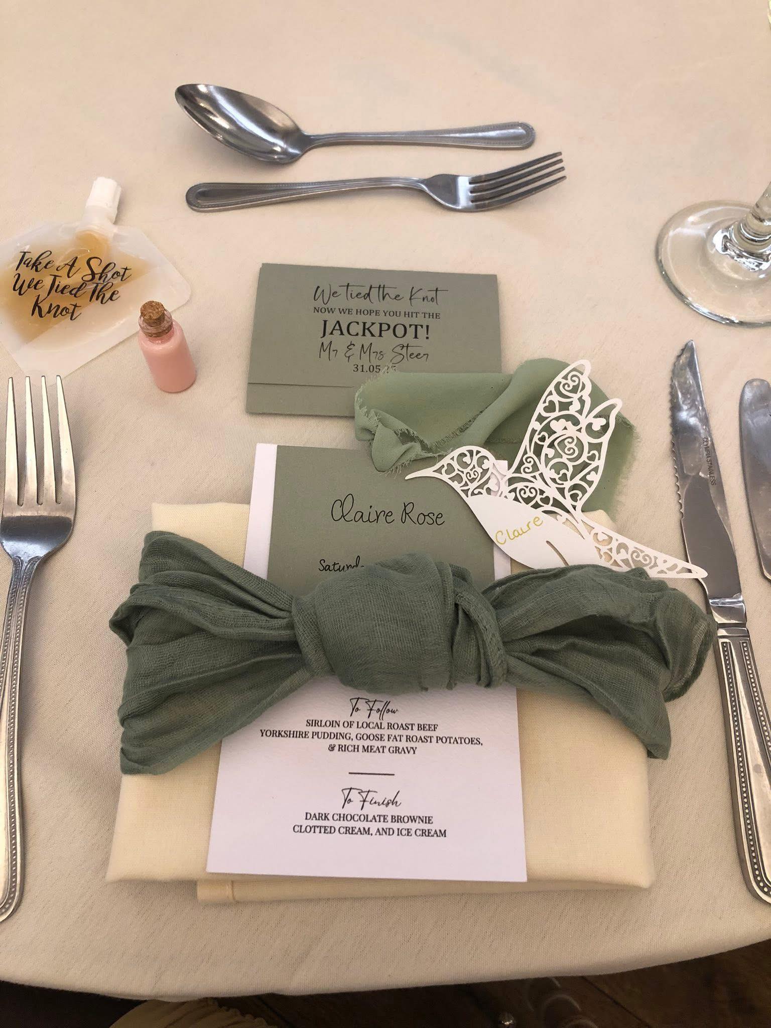 Wedding Guest Menu and Name Tag - Image 2